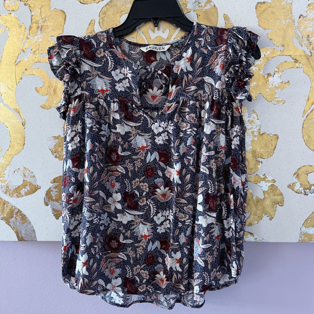 Baukjen Size 4 Lightweight Floral Flutter‎ Sleeve Blouse